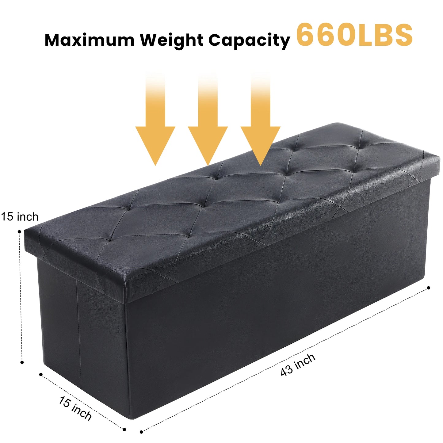 JHK Leather Storage Ottoman Bench With Toy Box Living Room