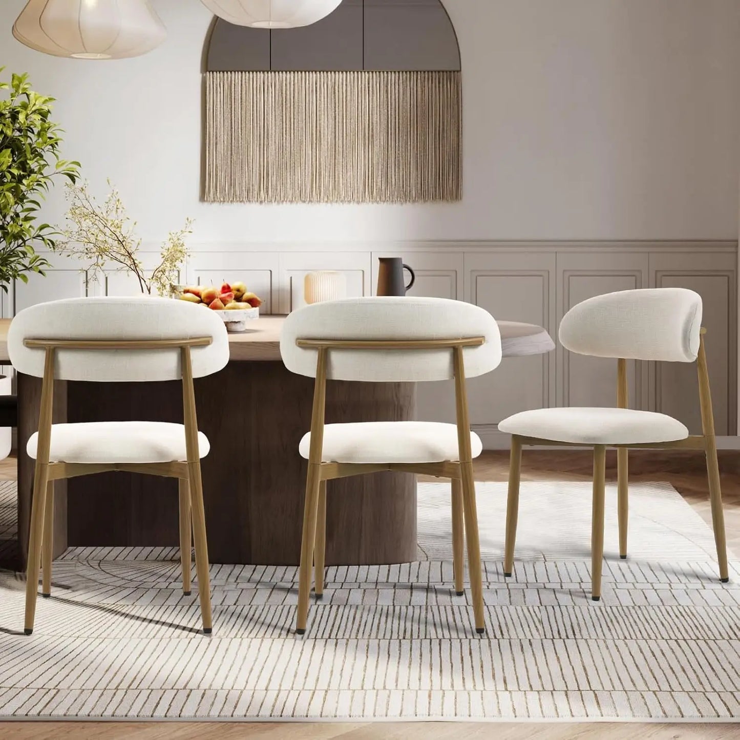 Set Of 2 Dining Chairs With Metal Frame And Upholstery