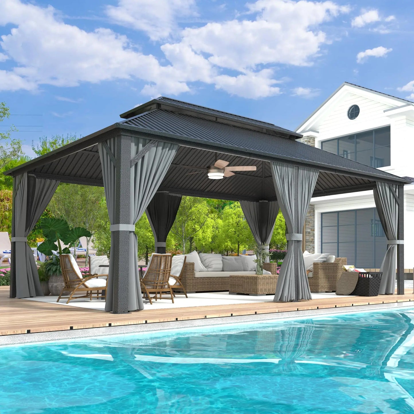 Polar Aurora Hardtop Gazebo With Aluminum Frame And Netting