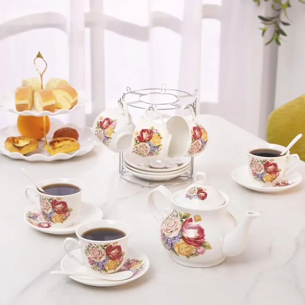 Porcelain Tea Set With Teapot And Teacups For Adults