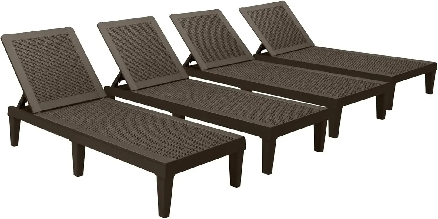 Outdoor Lounge Chairs Four Piece Pool Deck Set Adjustable