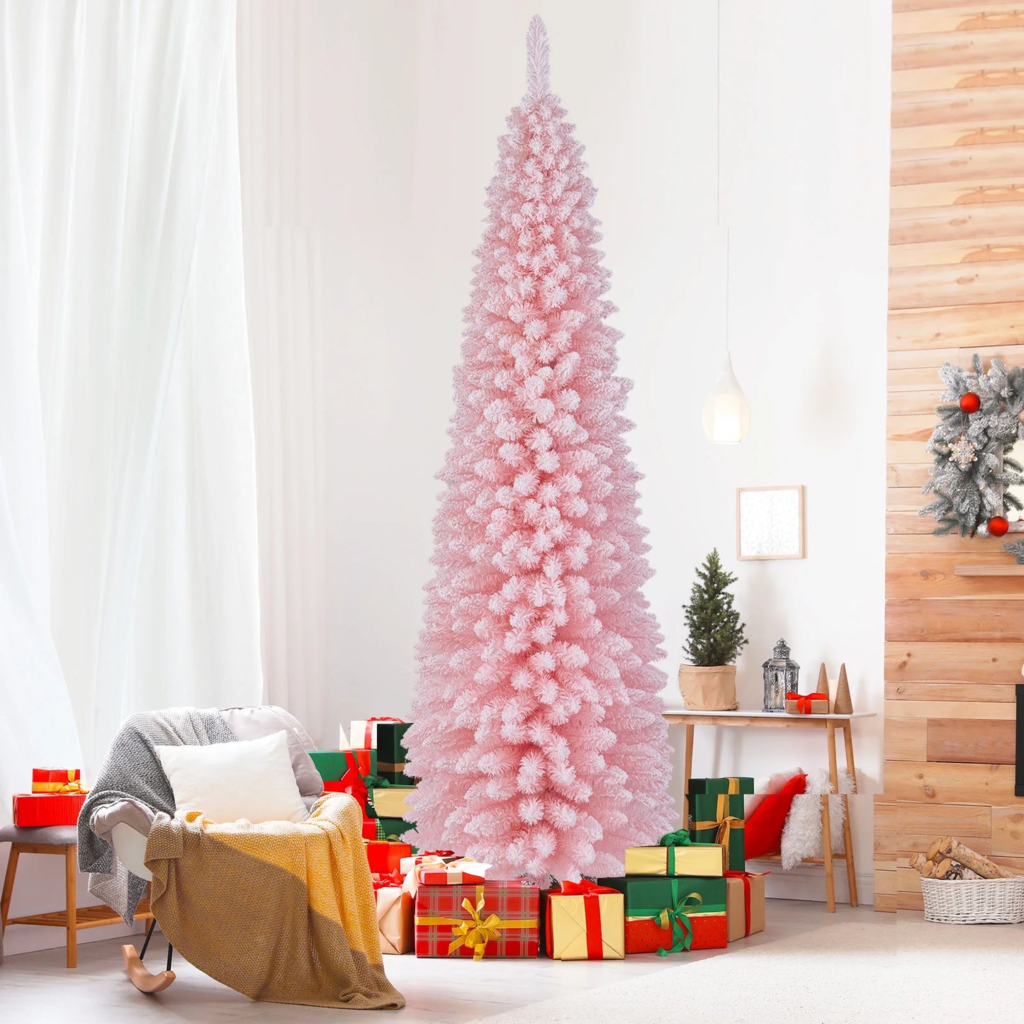 LIFEZEA Pencil Shape Christmas Tree Artificial Holiday Decoration