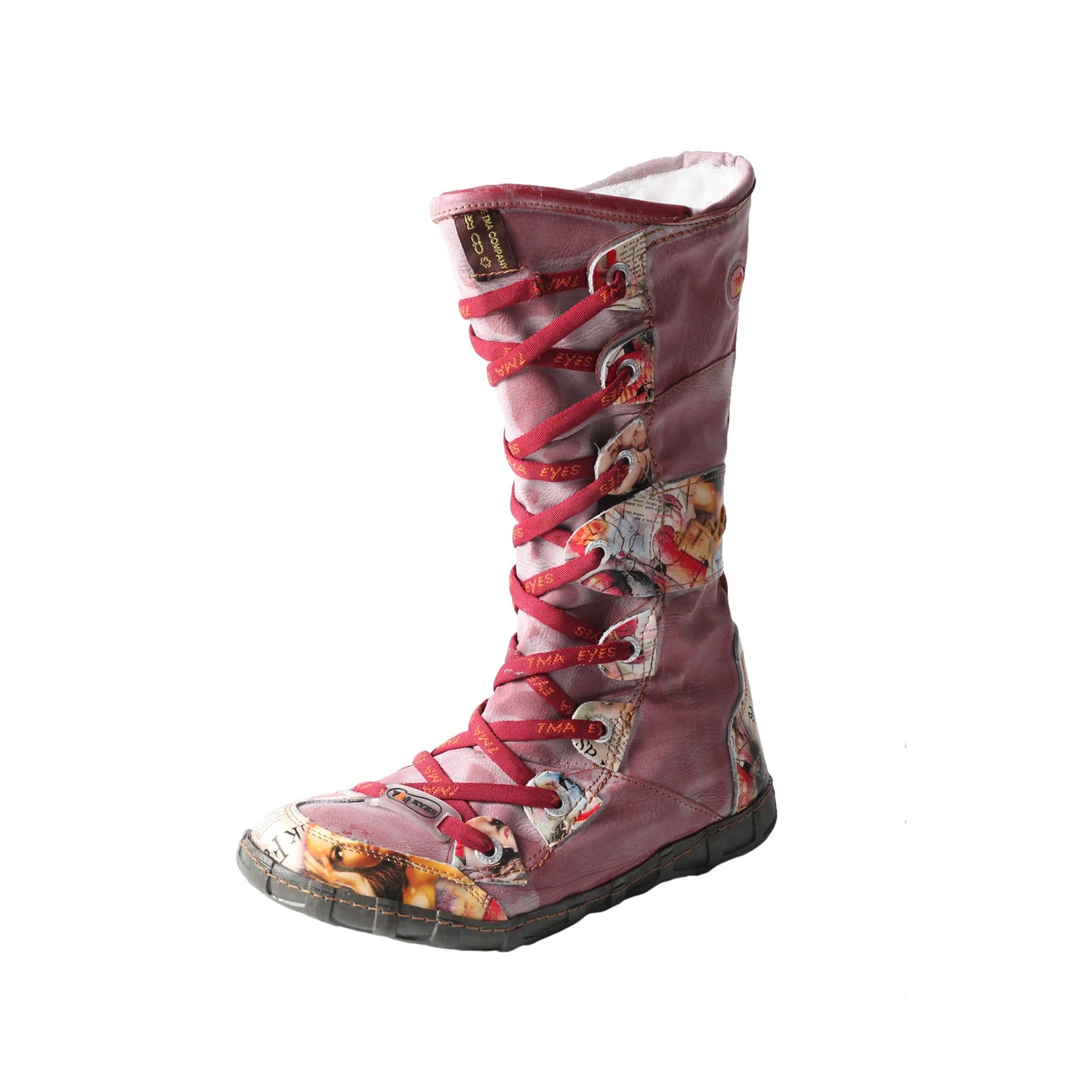 TMA EYES Knee-High Winter Boots With Contrast Stitch Side Zip