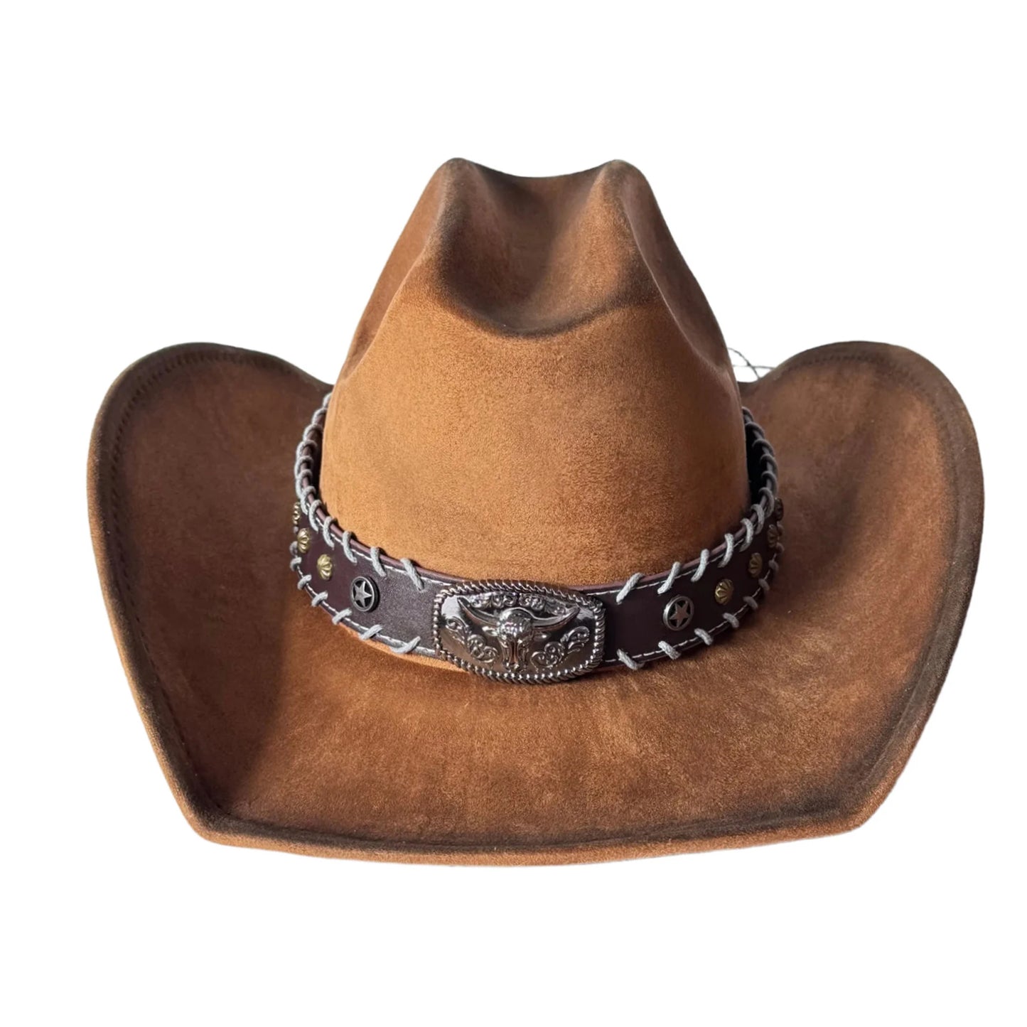 Classic Cowboy Hat With Wide Brim Concho Band Unisex