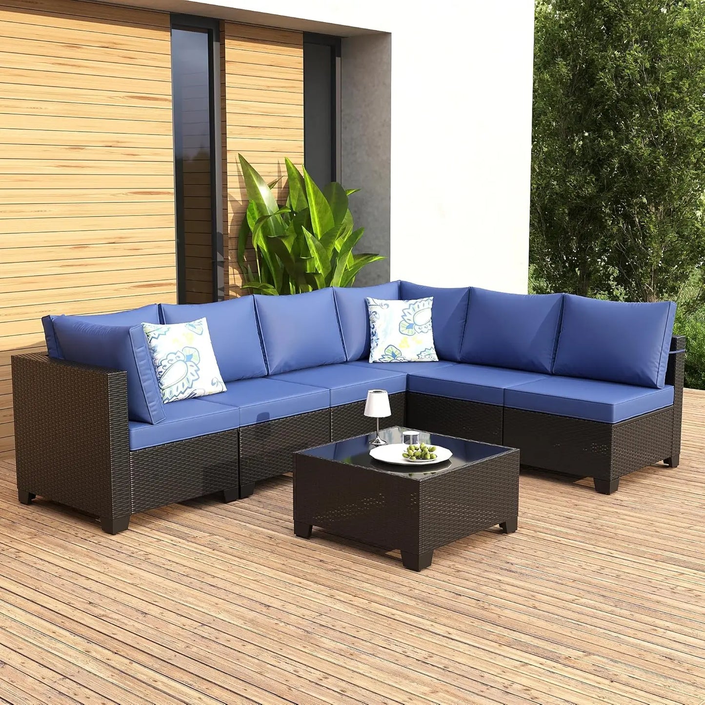 HUANZHUANG Outdoor Wicker Patio Furniture Set With Fire Pit