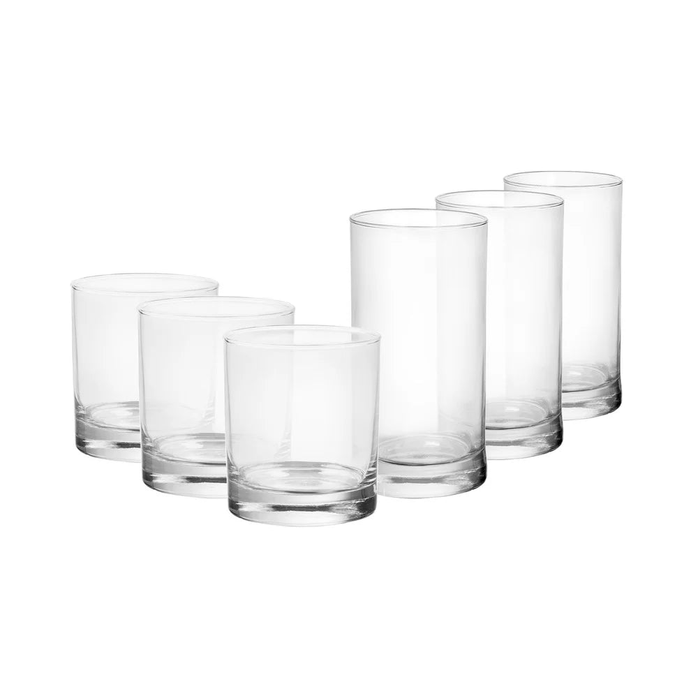 XMSJ 12 Piece Drinkware Glass Set Durable Clear Glasses