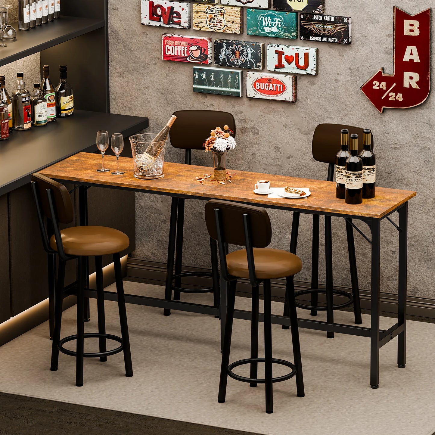 JHK Rectangular High Top Counter Height Table For Living Room