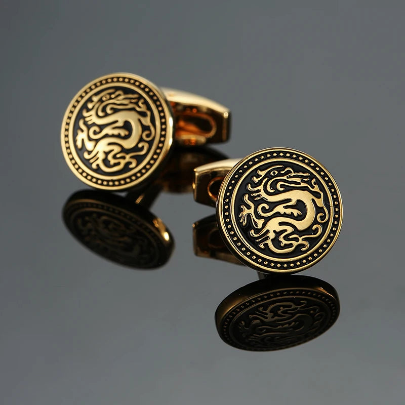 Classic Round Cufflinks For French Shirt Rudder Star Pattern