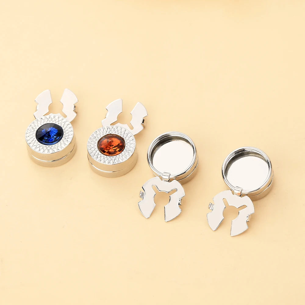 Crystal Design Round Cufflinks Silver Plated Zinc Alloy