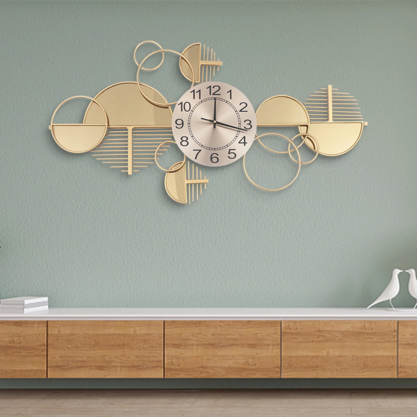 Modern Metal Wall Clock Silent Non Ticking Glass Decor For Home Office