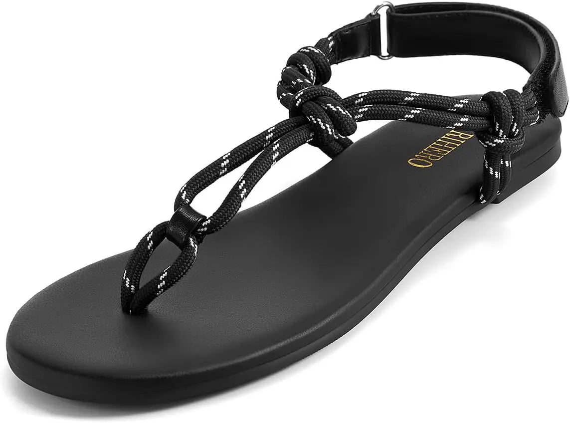 Rope Thong Sandals For Women Ankle Strap Beach Flip Flops