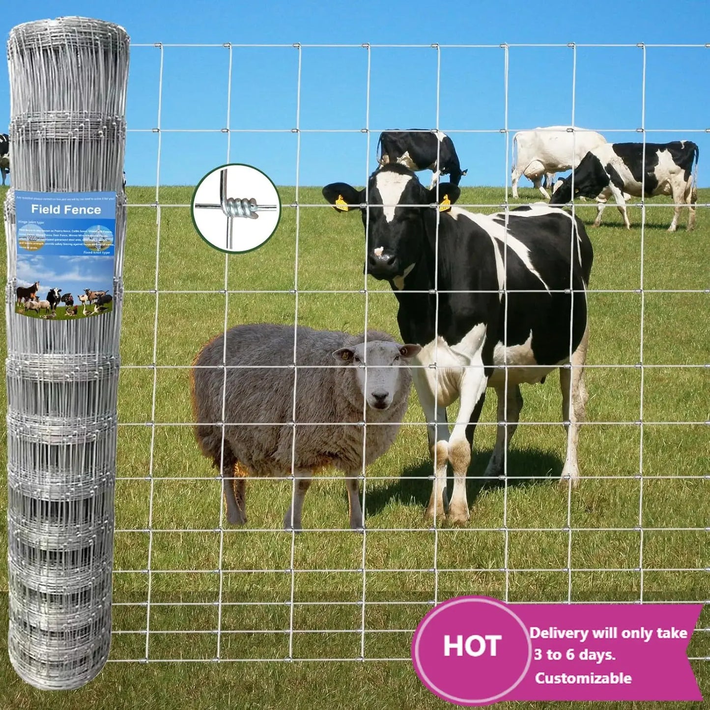 Galvanized Field Fence For Livestock, Deer And Goats, Heavy Duty