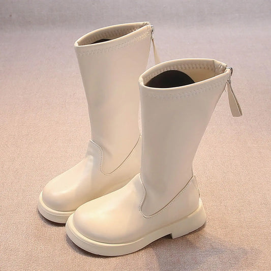 Kids Zip Up Riding Boots For Girls, Tall Shaft, Casual Footwear