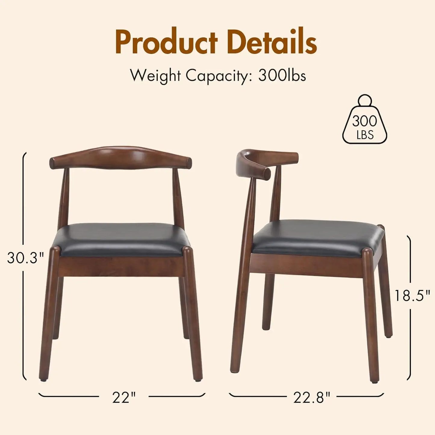 Farini Mid Century Modern Dining Chairs With Wood Legs