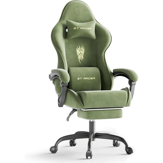 Premium Velvet Gaming Chair With Ergonomic Lumbar Support And Footrest