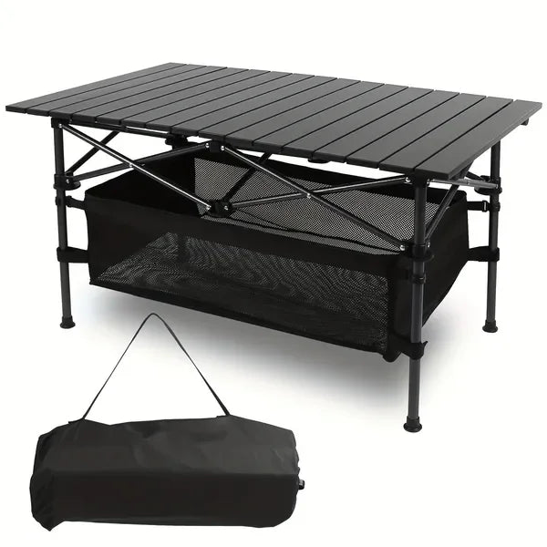 Roll-Up Bamboo Portable Beach Table With Carry Bag For Outdoors