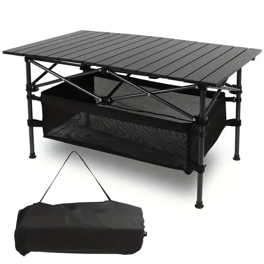 Roll-Up Bamboo Portable Beach Table With Carry Bag For Outdoors