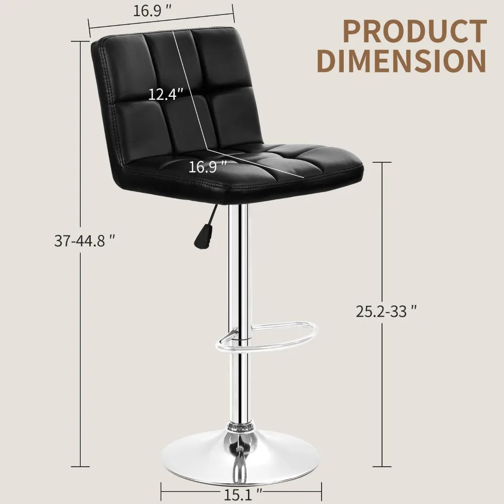 FEICHENG Adjustable PU Leather Bar Stools Set Two With Back