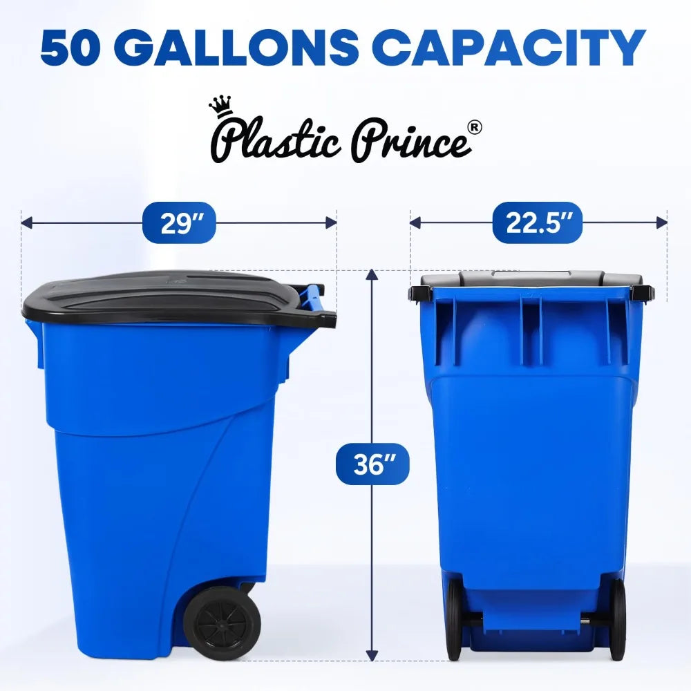 Trash Can With Lid Rollout Recycling Bin, Wheeled Outdoor