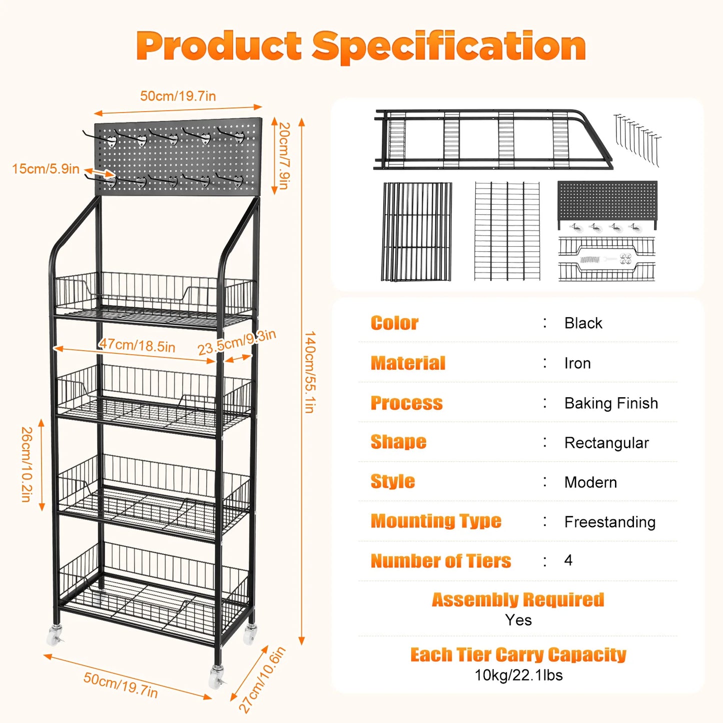 Bymaocar 4 Tier Wheel Display Rack For Retail Shelving
