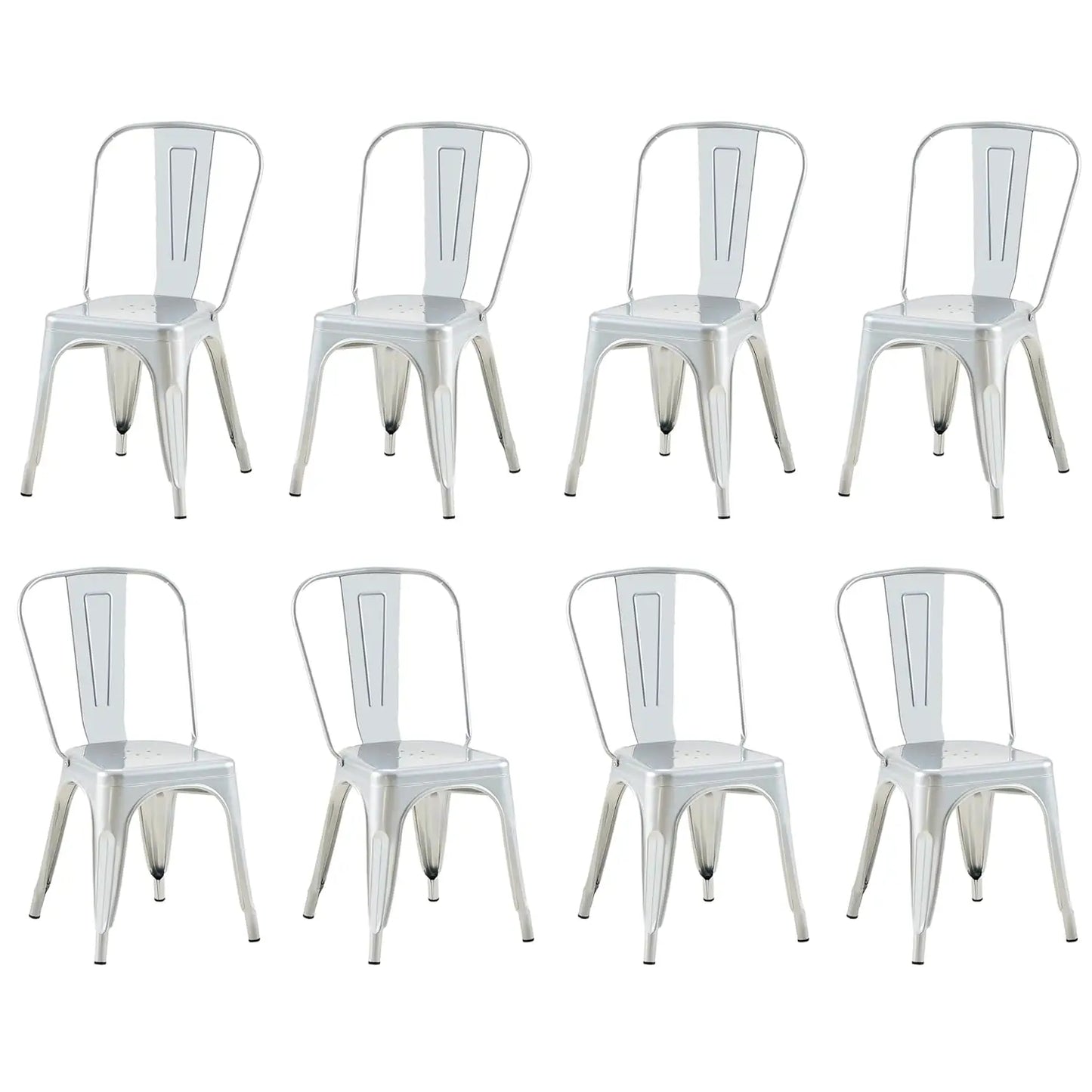 Industrial Metal Dining Chairs Set Of 8 Stackable High Back