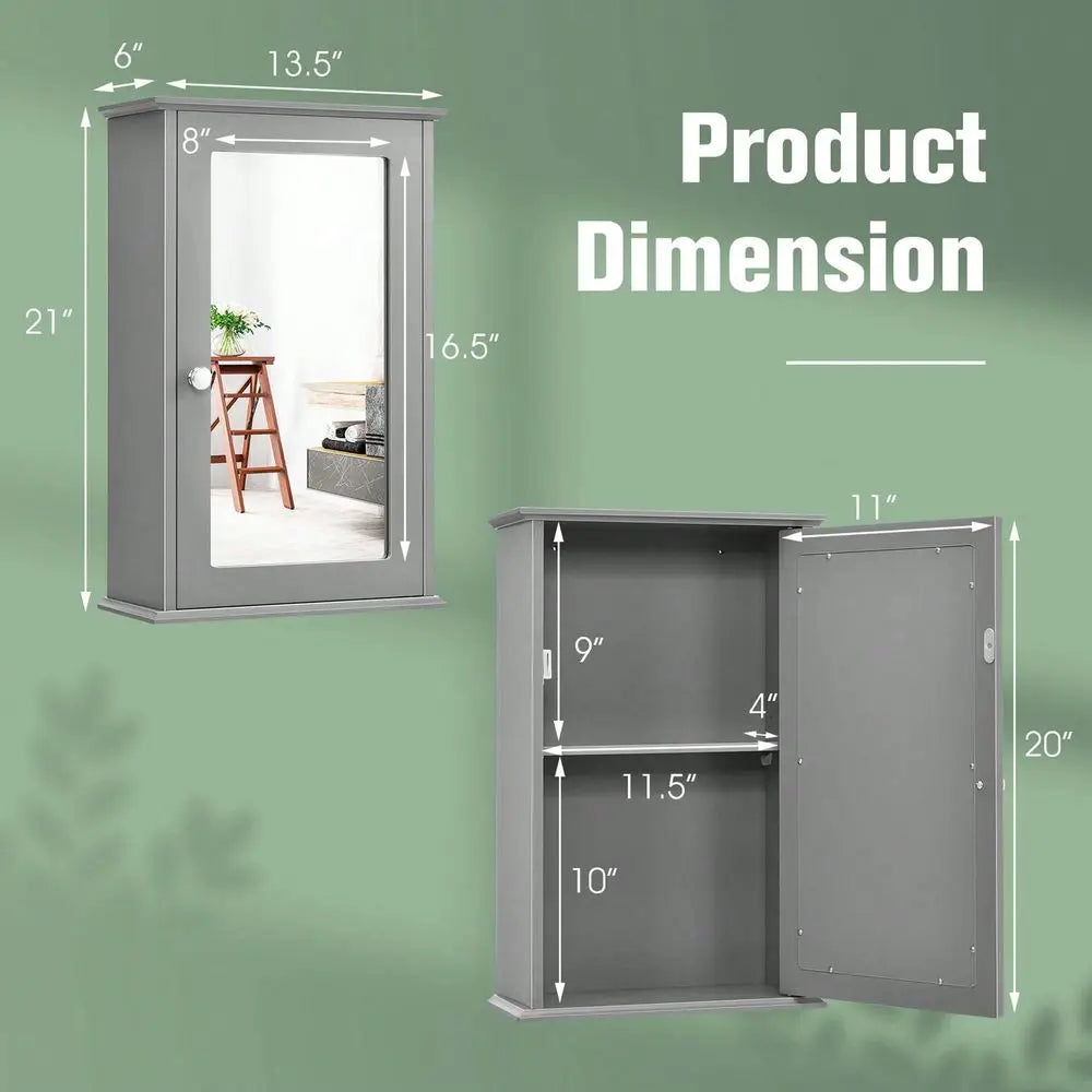 Lifezeal Bathroom Wall Cabinet Mirror Door Medicine Cabinet Wood Shelf