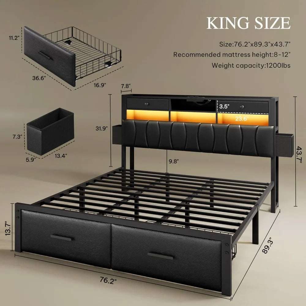 DAFIFY Upholstered Platform Bed Frame With Storage Drawers