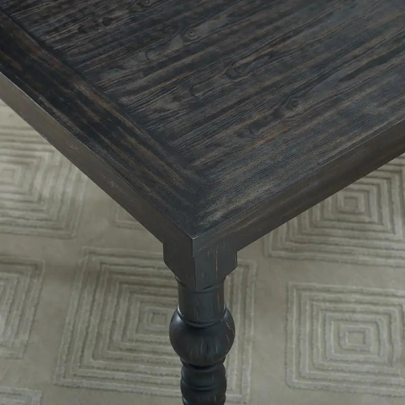 Urban Style Wood Dining Set With Turned-Leg Table And Six Chairs