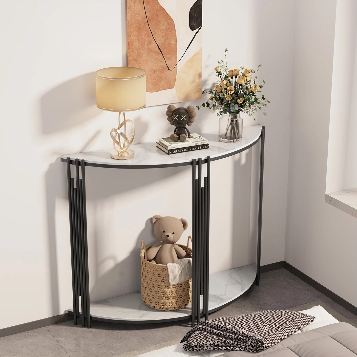 Wisfor Half Moon Marble Console Table for Entryway Living Room