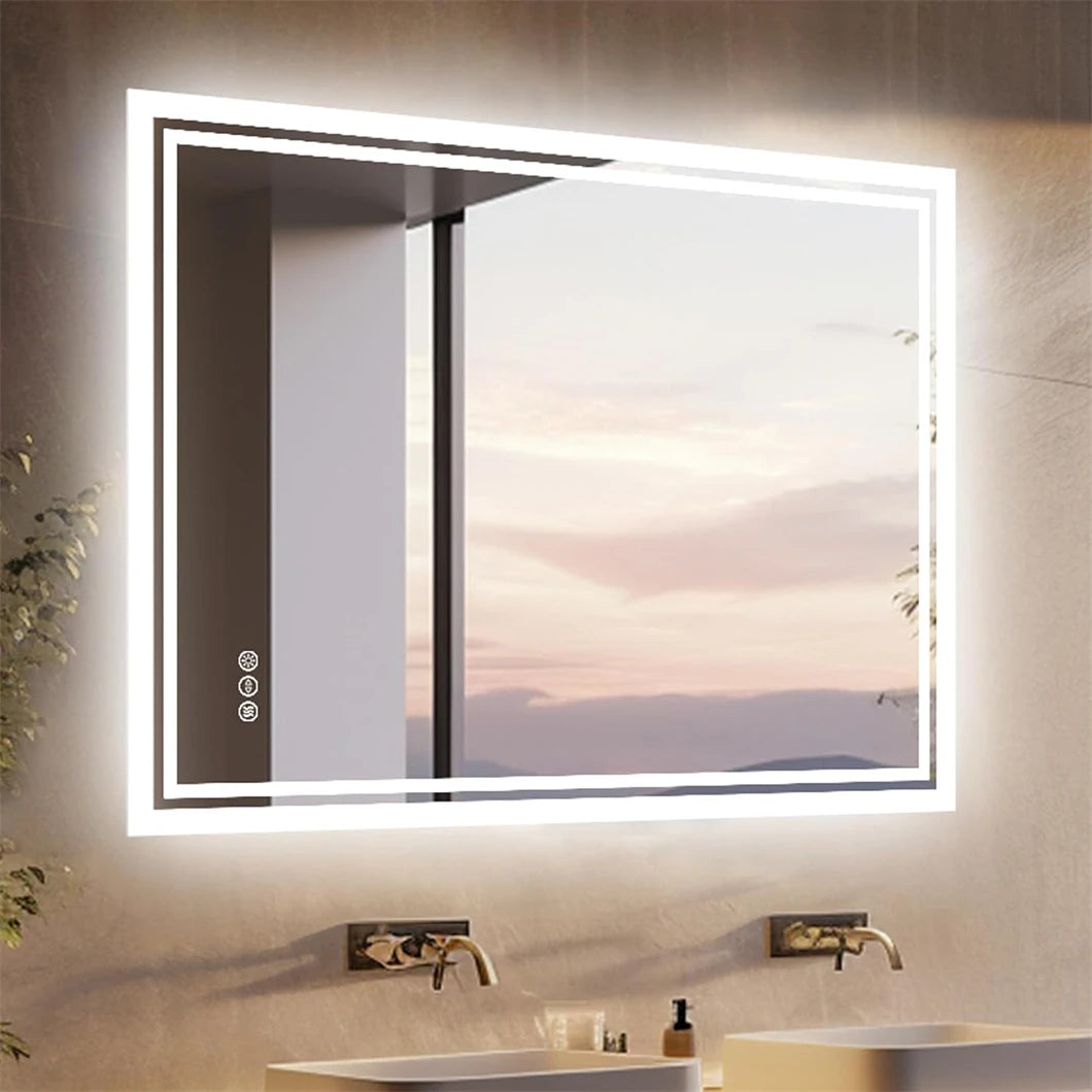 LED Bathroom Mirror BORWART Dimmable Backlit Fogless Wall Mounted IP65
