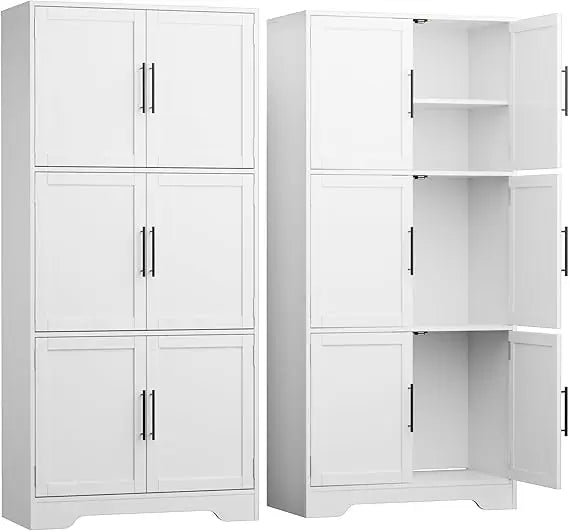 Color Six-Door Kitchen Pantry Cabinet With Shelves