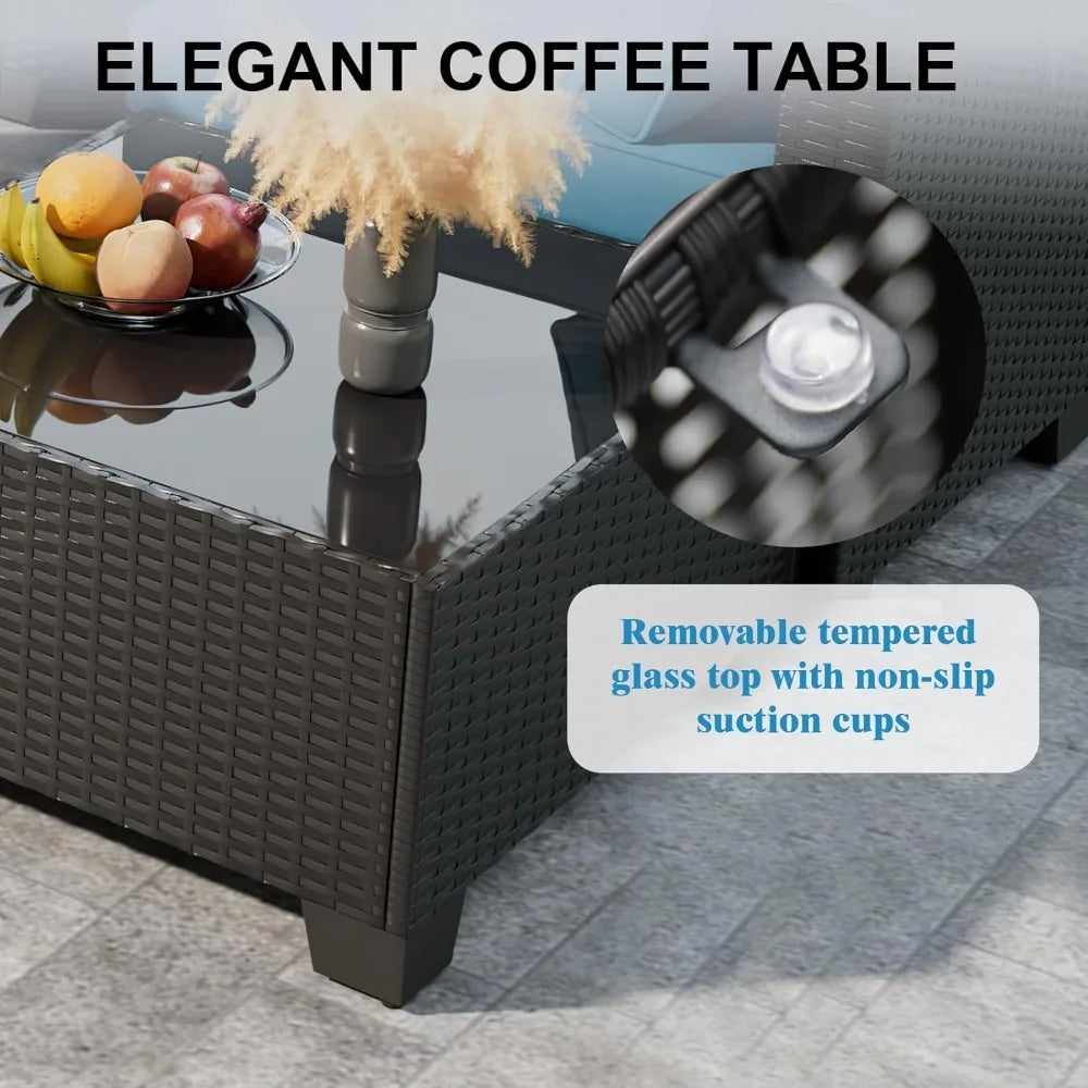 HUANZHUANG Outdoor Wicker Patio Furniture Set With Fire Pit