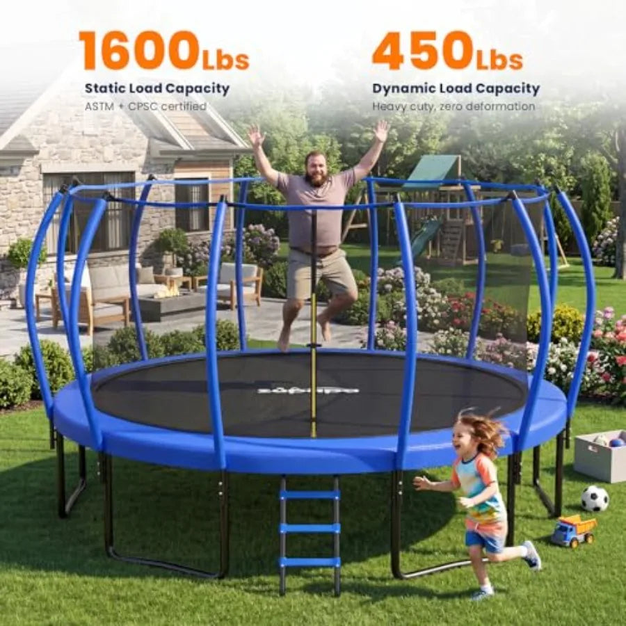 Outdoor Trampoline With Steel Frame And Safety Net 1600LBS Warranty