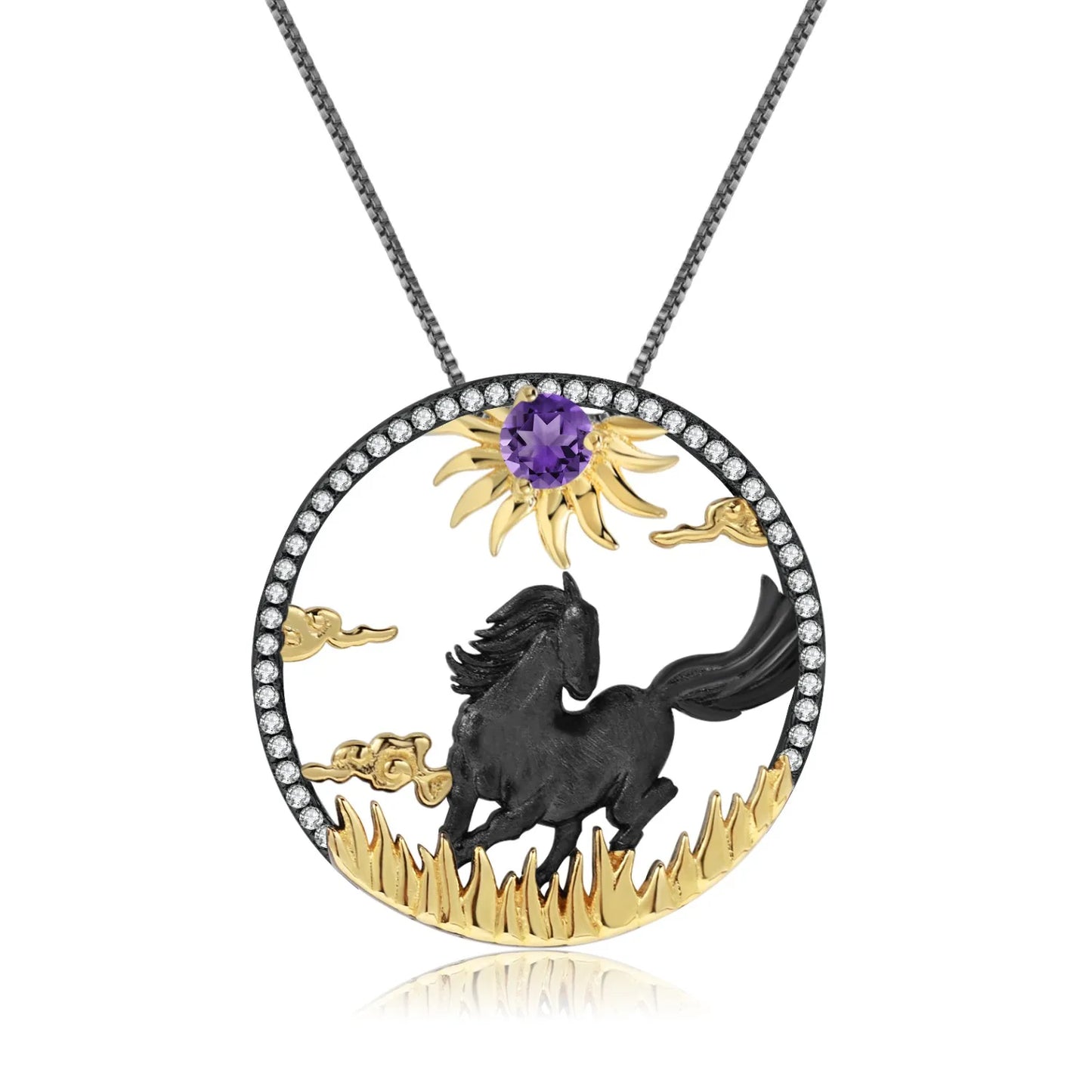 Gem's Ballet 925 Sterling Silver Dragon Pendant Necklace Topaz