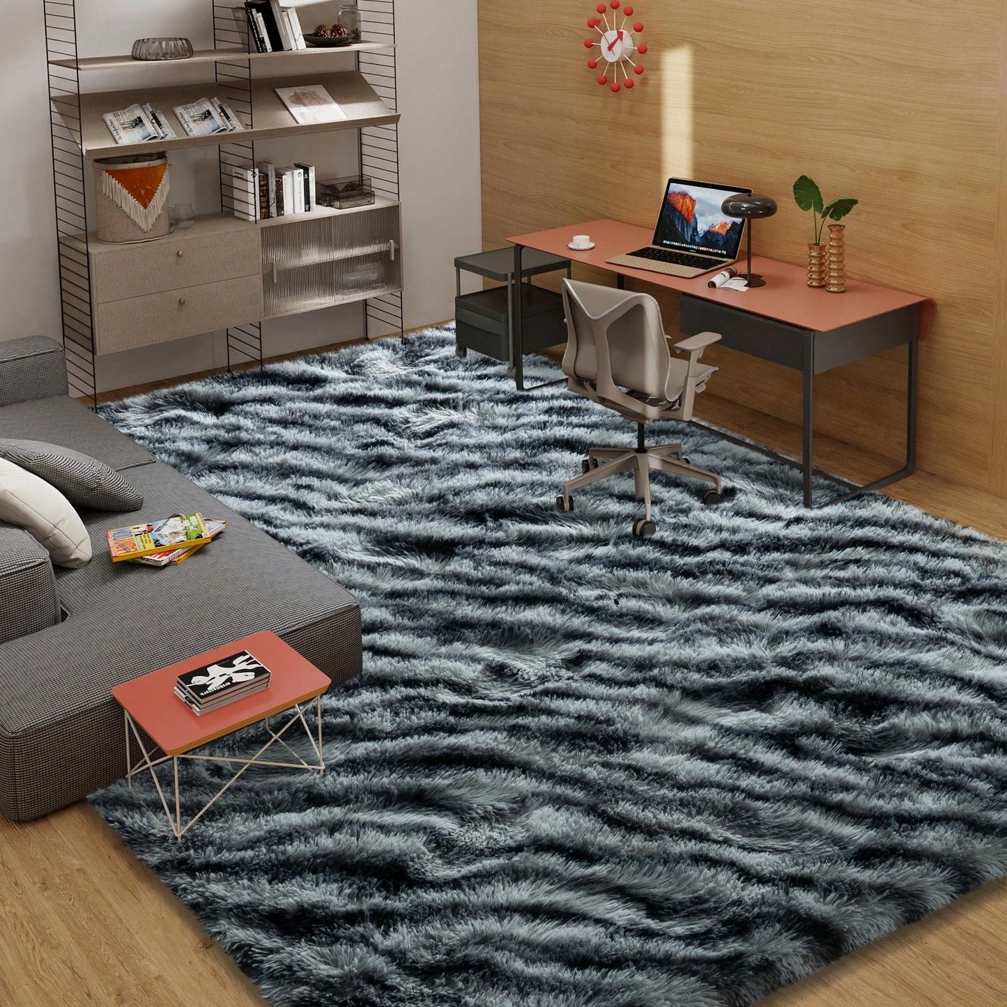 NONEDesign Zebra Print Fluffy Shag Rug Washable Indoor Plush Bedroom
