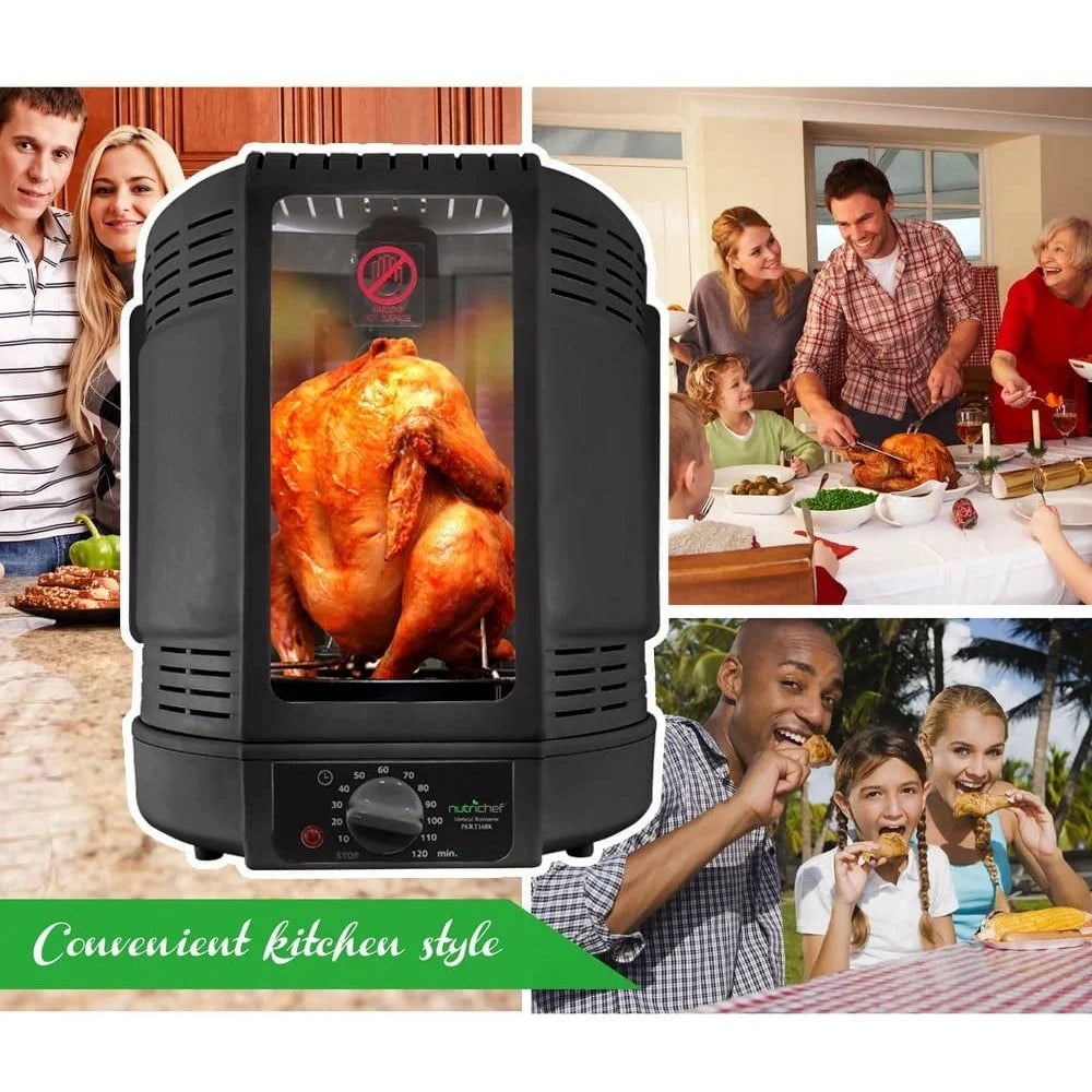 XMSJ Vertical Countertop Rotisserie Oven With Rotating Design And ProgrammableTimer