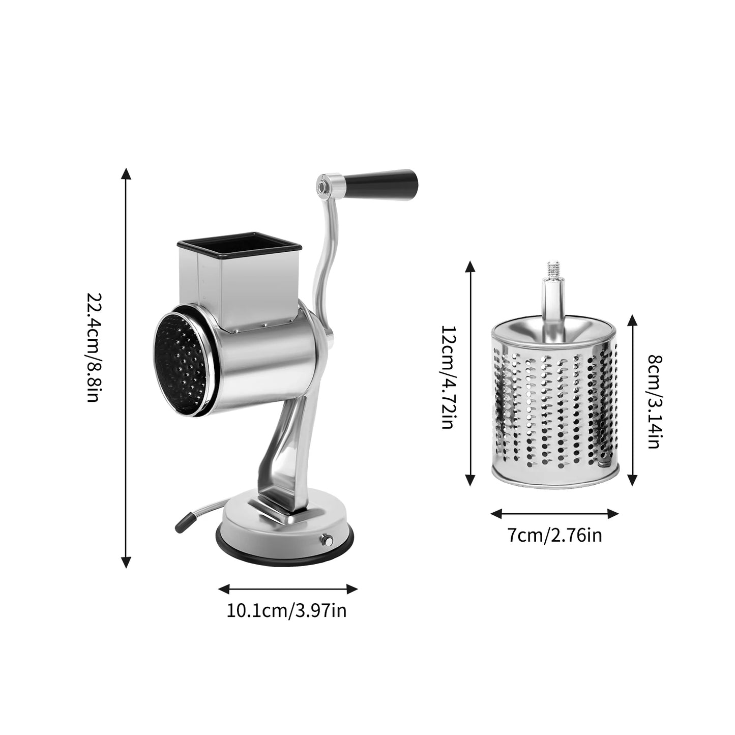Stainless Steel Rotary Grater With Five Blades Manual Vegetable Shredder