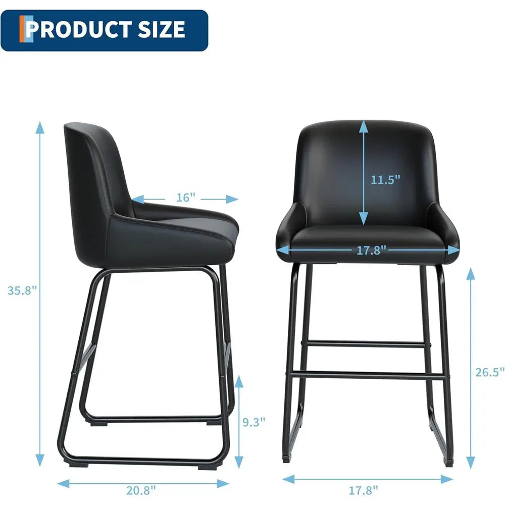 Three Piece Counter Height Bar Stools With PU Leather Backrest