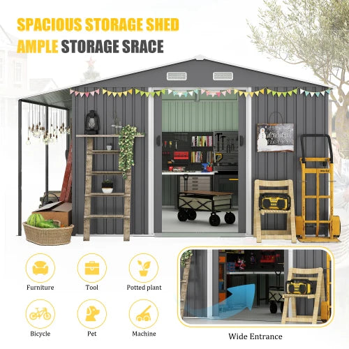 Heavy Duty Metal Outdoor Storage Shed With Lockable Door