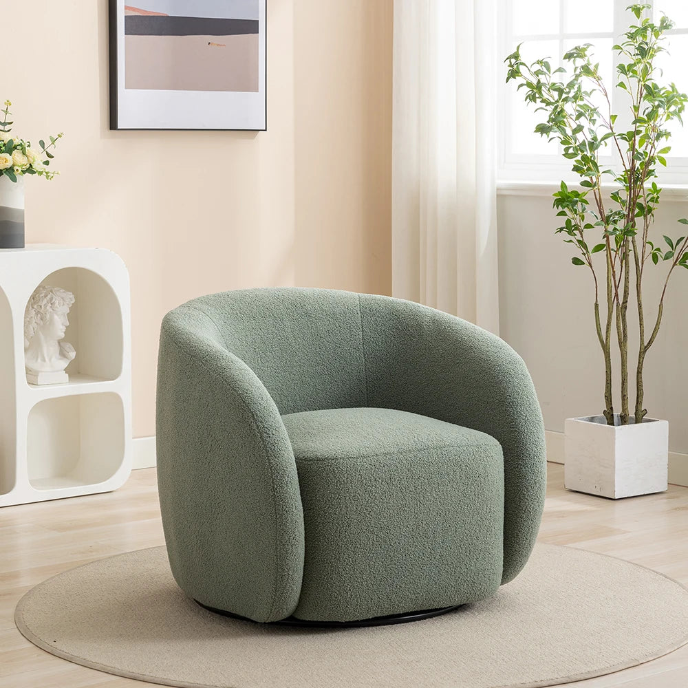SEYNAR Velvet 360 Degree Swivel Accent Armchair Upholstered Round Barrel