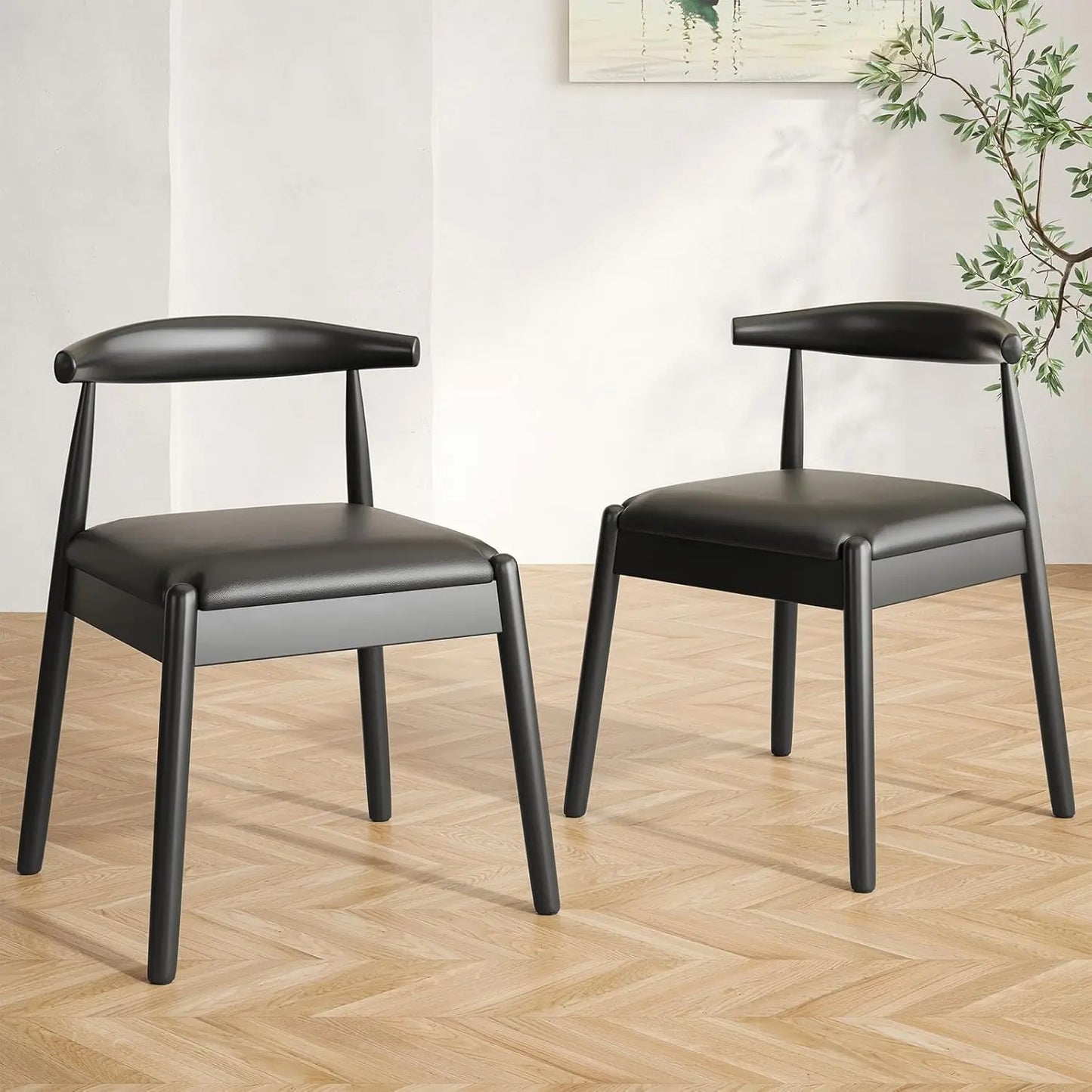 Farini Mid Century Modern Dining Chairs With Wood Legs