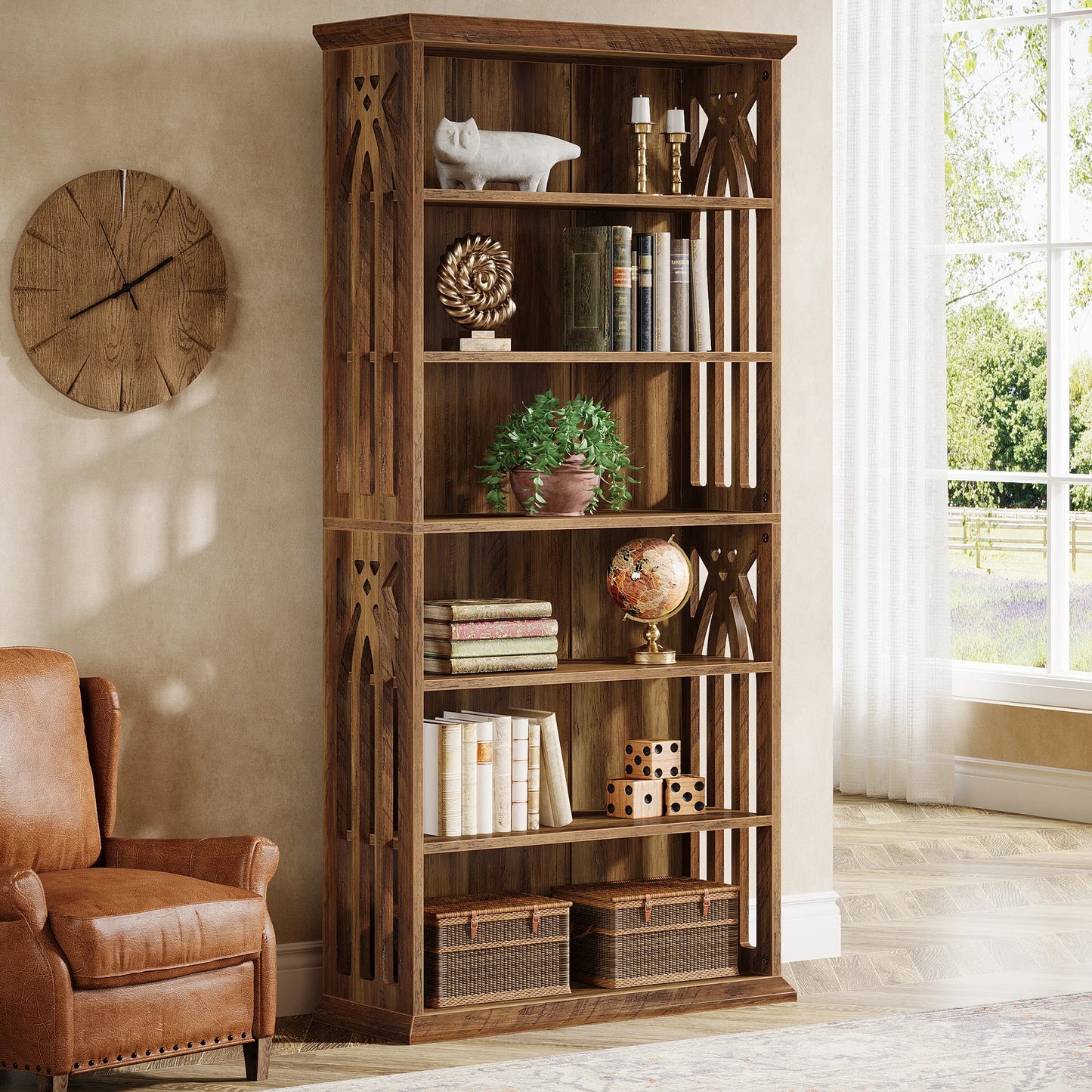 Tribesigns 6-Tier Bookshelf Freestanding Wood Bookcase