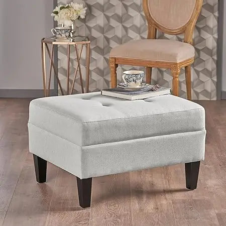 DAFIFY 3-in-1 Foot Stool Ottoman End Table Padded Fabric Upholstery