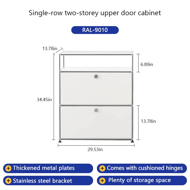 Bigcityfur Stainless Steel Storage Cabinet Modern Metal Sideboard
