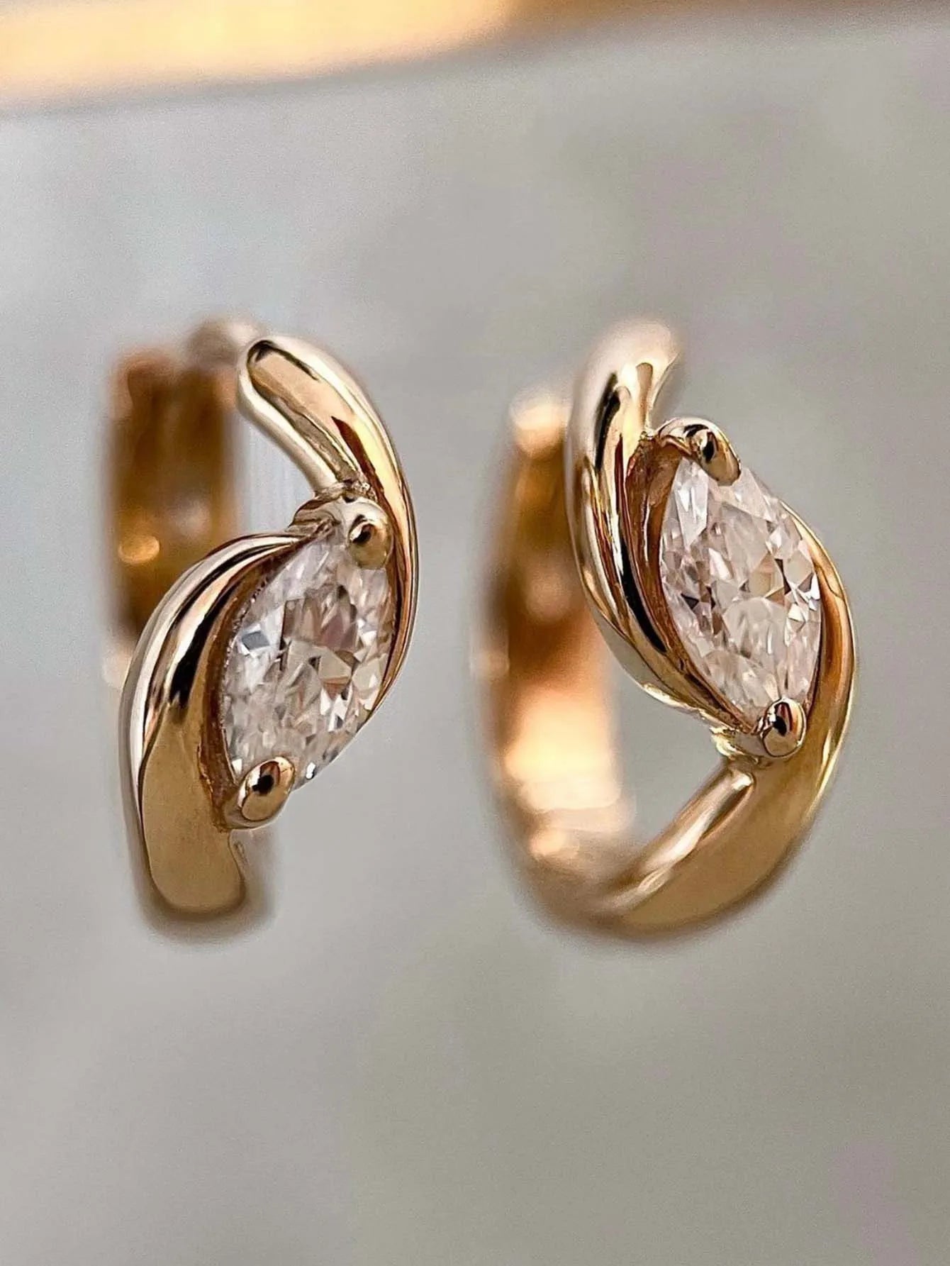 S925 Sterling Silver Moissanite Earrings Marquise Cut Design