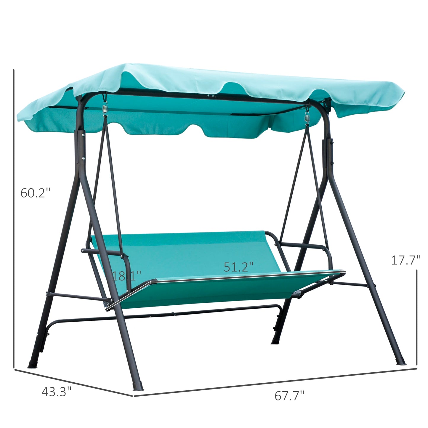 Outsunny Porch Swing Hammock Bench Chair With Adjustable Canopy