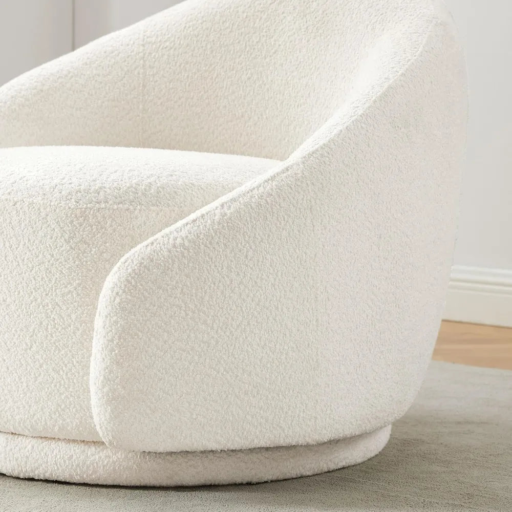 HUANZHUANG Sherpa Round Swivel Barrel Chair With Armrest