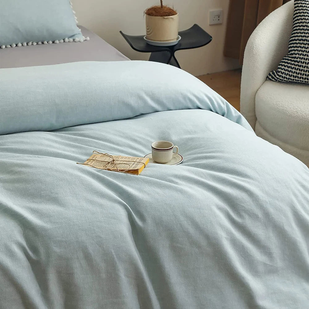 Simple Opulence Boho Linen Cotton Bedding Set With Tassels