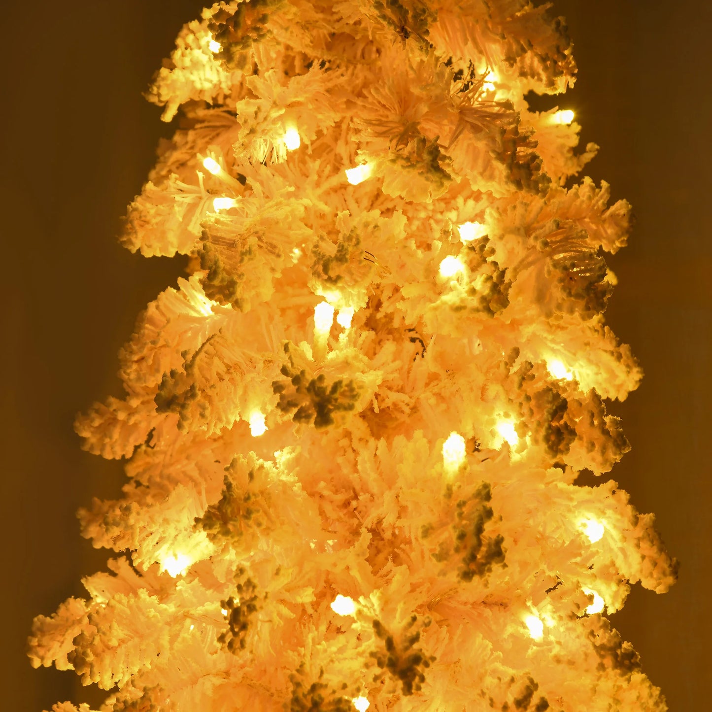 HomCom Pencil Prelit Artificial Christmas Tree With Snow Flocked Branches