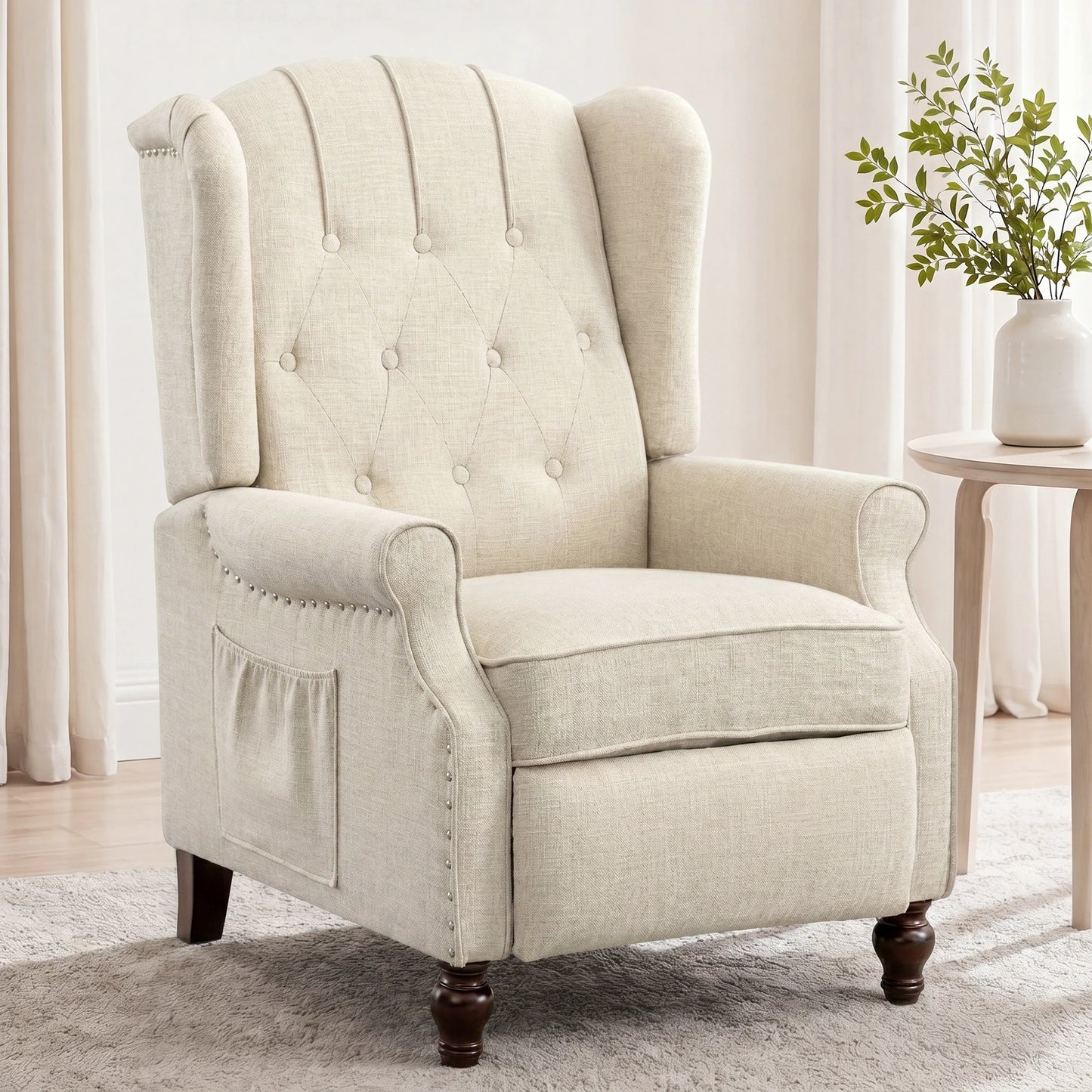 Tcgbkaf Mid Century Wingback Recliner With Heated Massage